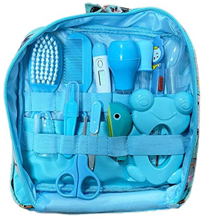 Baby sjukvård och groomingkit baby näsaspirator nagelklippare hårborstset nyfödd daglig rengöringssats 13 st/set, stil B, blå personlig hälsovård