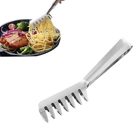 Pinza per spaghetti, da cucina, per spaghetti, per spaghetti, per pasta, per asparagi, per cucina, in acciaio inox (24,5 x 5 cm)