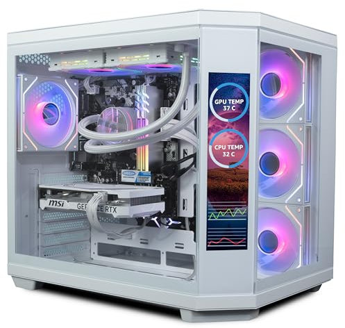ionz Gaming PC - Desktop Computer, Ryzen 5 5700X, NVIDIA RTX 5060,16GB RAM 1TB SSD, 240mm AIO Liquid Cooling, Windows 11, 600W 80+ PSU, WiFi (APEX VISION, White)