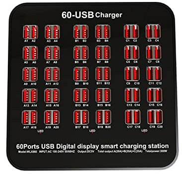 Estación de carga múltiple, Estación de carga USB, cargador de pared inteligente de carga con 12 24 60 puertos, estación de acoplamiento de carga rápida for múltiples dispositivos para varios disposit