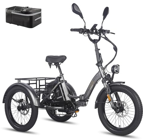 Fafrees F20 Mate E-Bike 3 Rad Klapprad COC [ Offiziell ] 48V 21Ah Akku 115KM E Bike Damen, Elektrofahrräder 65N.m, Fat Ebike Herren 20 Zoll, E Lastenfahrrad IPX5, für Erwachsene & Senioren