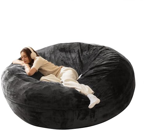 XOFUGEM Bean Bag Chair for Adults, Floor Bean Bags Offers Ample Space for Adults,Memory Foam Giant Bean Bags,Lounger Versatile Design Suits Any Room,Movie Nights,Reading(Gray,6FT)