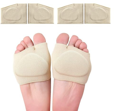 Guyode 2 Piezas Plantillas Fascitis Plantar, Desodorante Plantillas Gel Mujer, Absorción del Sudor Taloneras Zapatos, Absorción de Impactos Almohadillas para Pies para Sandali Zapatillas de Running