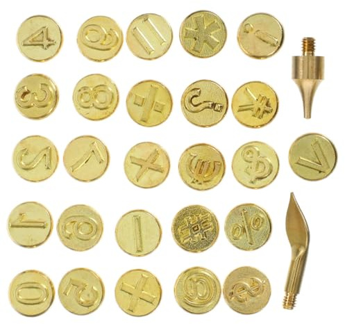 HOMSFOU Set 2 Pezzi Punte Numeri in Ottone per Pirografia Legno, Strumenti Incisione e Marchiatura Artigianale, Kit Portatile per Lavoro Fai da Te Creativo su Legno, Pelle e Carta