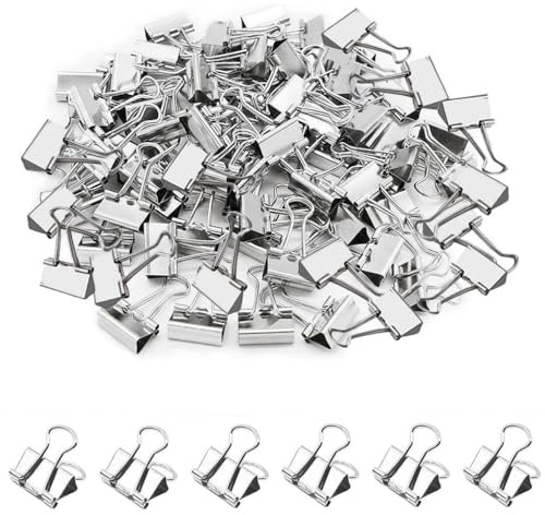 50 pezzi di mollette pieghevoli in argento, 15 mm, mini mollette di carta in metallo, mollette multiuso, piccole mollette pieghevoli in argento per scuola, ufficio, carta per appunti, casa