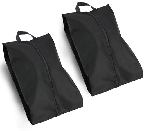 Shoe Bags for Travel Waterproof Oxford Fabric, 2 Pcs Zippered Portable Travel Shoe Organizer with Handle, Lightweight Dustproof Shoes Pouch for Trainers Gym Business （Accommodates Sizes up to 47）