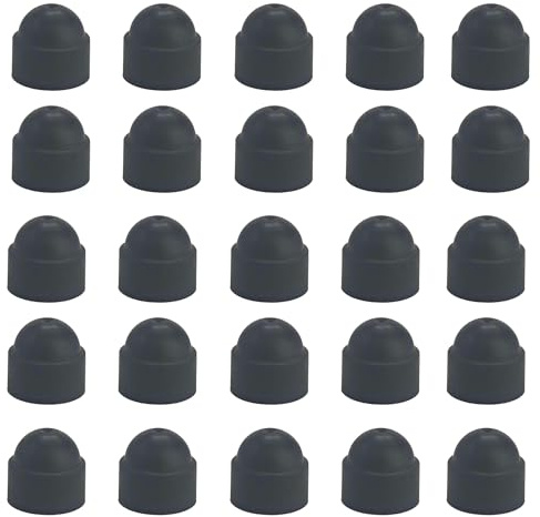 bskkw 30PCS M8x13x15mm Black Hex Bolt Nut Protection Caps, Plastic Dome Covers for Hexagonal Screws, Waterproof Decorative Caps for Exposed Hardware