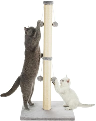 Daisy & Max Cat Scratching Post 86cm – Tall Sisal Scratch Pole with Plush Base & Hanging Toys - Stable Indoor Cat Scratcher for Full Body Stretch, Kittens & Adult Cats, Non-Slip, Easy Assembly