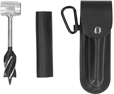 Barrena manual de bushcraft, broca de taladro manual de acero de alta velocidad para madera con llave, herramienta para campistas y supervivientes, para perforar agujeros en madera