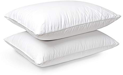 Zisa Dreams Luxury Collection Down and Feather Pillow | Hypoallergenic, Extra Loft for Best Head/Neck Support, 100% Dual-Layered Cotton | Set of 2 Queen Pillows