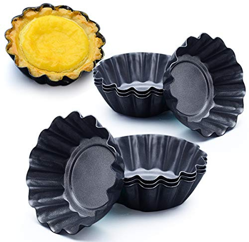 Amytalk 12 Packs Egg Tart Mold, Upgrade Bigger Size 3 x 0.9inch, Cupcake Cake Muffin Mold Tin Pan Baking Tool, Carbon Steel
