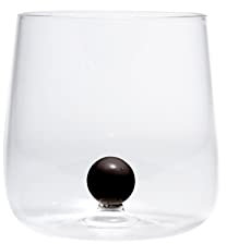 Zafferano Bilia Glasbecher - Handgemachtes Transparent Glas, Verziert mit bunter Glaskugel im Inneren, cl 44 h 90mm d 88mm - Set 6 Stück - schwarz BA00102