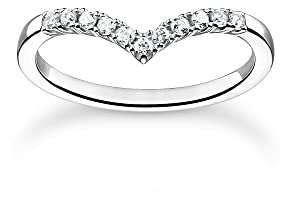 Thomas Sabo Femme Bague Forme en V avec Pierres Blanches Argent Argent Sterling 925 TR2394-051-14