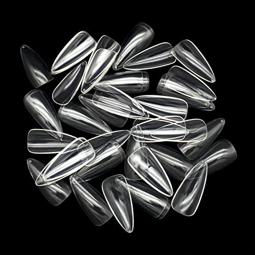 500 Pezzi Unghie Finte Medie Mandorla French Trasparenti, Tip in Gel Unghie a Punta Copertura Completa Nail Art Kit Acrilico per Professionali Semipermanente Smalto Donna Ragazza, 10 Taglie