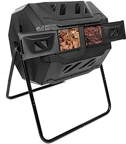 Gobelet de compostage de Jardin Professionnel Professionnel, composteur de Jardin, avec 2 Chambres à Double Rotation, bac à Compost extérieur, avec Porte coulissante et Acier Massif