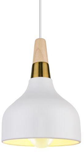 PETITES ECREVISSES Lampadario a Sospensione Moderno Lampadario da Soffitto Industriale Retro Lampade a sospensione Metallo e Legno Lampadario E27 per Cucina Sala da Pranzo Cucina Caffè (Bianco)