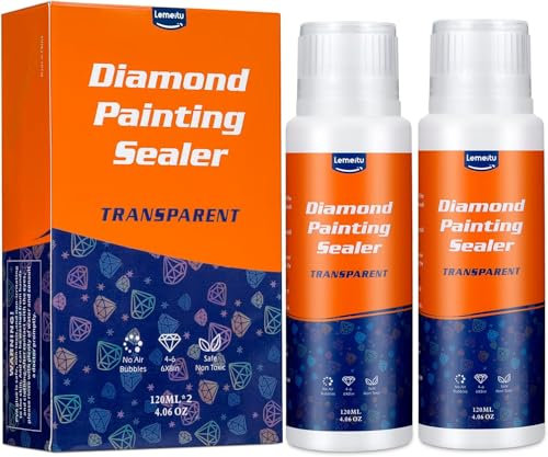 Lemeitu 2 Stück Diamond Painting Versiegelung, Transparente Kleber, Zubehör zum Glitzereffekt und Schutz von Diamanten (240ml)