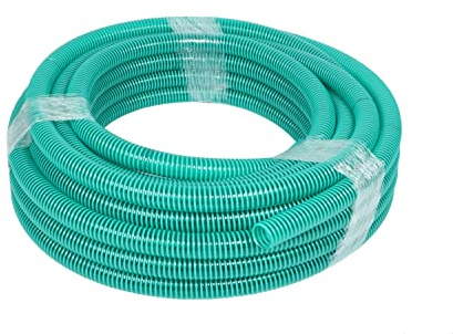 Wacredo 25 m rulle premium sugslang i olika storlekar, grön, spiralslang transportslang pumpslang dammslang trädgårdsslang (1 1/2 tum (38 mm