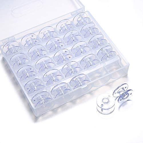 YEQIN 25 bobine per macchina da cucire, con custodia, bobine Sa156, classe 15, bobine in plastica compatibili con macchina da cucire e ricamo Brother Singer (25 bobine con scatola)