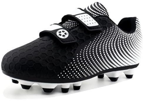 AQTDUAJ Jungen Schuhe Fußballschuhe Kinder 30 Fussballschuhe Mädchen Outdoor Multinocken Stollenschuhe Soccer Trainingsschuhe rutschfest Atmungsaktive Low Top Schwarz-Weiß