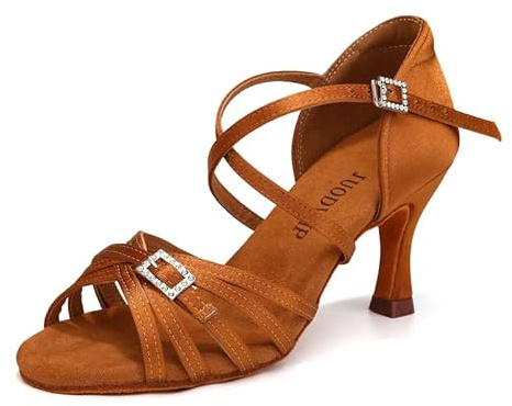 JUODVMP Femmes Salle De Bal Chaussures De Danse Latine Salsa Tango Danse Sociale Danse Fête Pratique Performance Talon de 7,5 cm