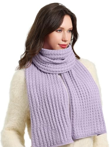 DonDon halsduk damer vinter sjal scarf stickad halsduk varm mjuk - Lila färger