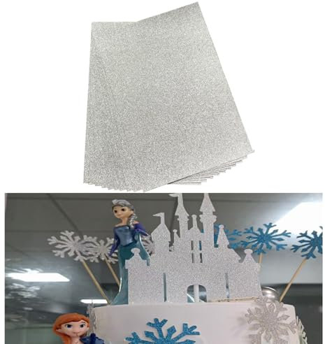 12 Blatt Silber Glitzer Papier, 20x30cm Glitzerpapier zum Basteln und Gestalten, Glitter Karton-Papier mit Glitzer Effekt, Glitterkarton Dekorpapier Einseitige Bastelpapier zum DIY Grußkarten