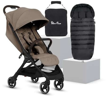 Silver Cross - Clic 2 Compact Stroller, Travel Bag & Footmuff - Travel Stroller for Life On The Go - Foldable & Lightweight - Suitable from Birth to 4 Years - Cobble