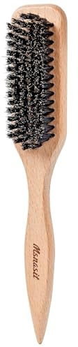 Boar Bristle Hair Brush, Slick Back Styling Tool for Ponytail and Bun, Edge Control and Flyaway Smoothing, Wide Teasing Brush with Rat Tail