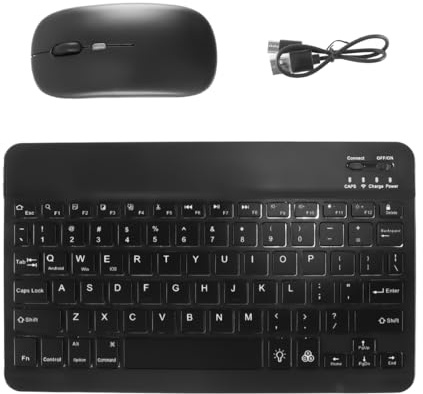 Gorise 24.5cm Ensemble clavier et souris Bluetooth,clavier et souris sans fil rechargeables et silencieux 7 Couleurs, compatible avec Windows 10/Android 10/OS 13 et superieur
