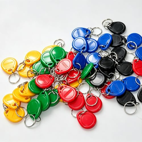 XYBkey RFID-nyckelring 125 KHz ID-åtkomstkort för åtkomstkontrollsystem, 50-pack, blandade färger