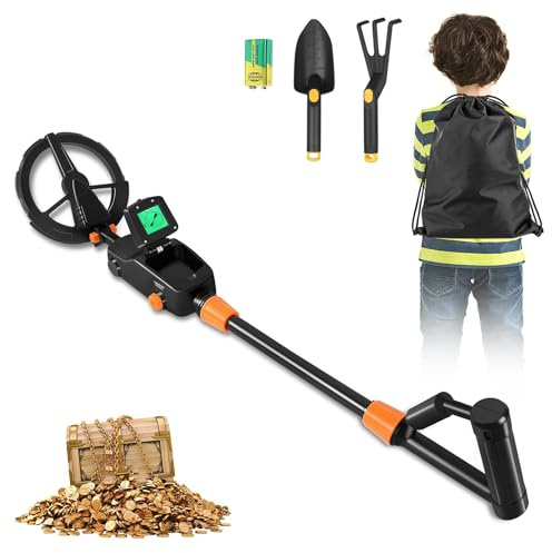 UISEBRT Metalldetektor barn med LCD-display och sökspole, barndetektor, lätt handhållen detektor med spade, metalldetektor set för barn och vuxna,