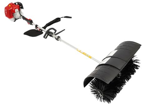 52 CC sopmaskin bensin, 2-takts motorkvast och kvast bensin, 2,3 HP handdriven maskin med 23 x 52 cm borsthuvud, 1 700 W handhållen motorkvast luftkyld snöröjare, snösläde sopborste för utomhusbruk