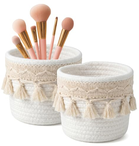 2 Stück Makramee-Make-Up-Pinselhalter, 10 × 10 cm Make-Up-Organizer Boho