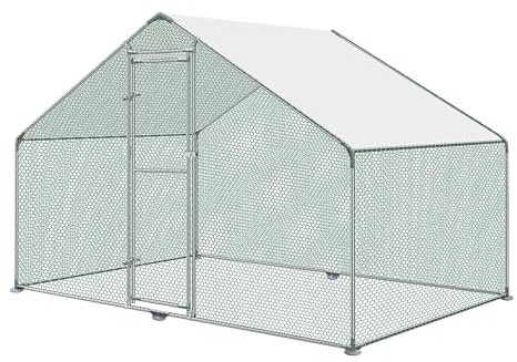 UISEBRT Pollaio per Esterni Piccoli - con Tetto in PE, Gabbia per Polli da Esterno in Acciaio Zincato per Pollame, Pollai, Conigli (3x2x2m)