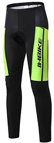 INBIKE Pantalon Cyclisme Homme Super Extensible avec 3D Coussin Cuissard Long Cycliste Homme Respirant Legging Homme Sport pour VTT Moto Vélo Randonné Noir&Vert M (XML-ST01)