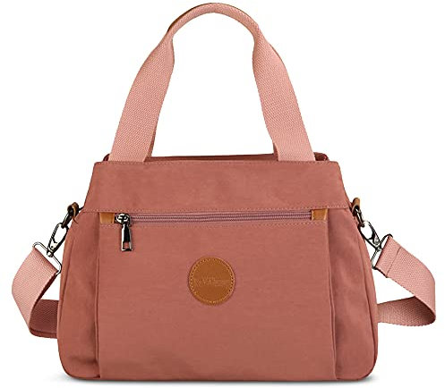 DORRISO Damen Umhängetasche Canvas Handtasche Schultertasche Casual Umhängetaschen Mode Schultertasche Damen Reise Leinwand Umhängetasche Rosa