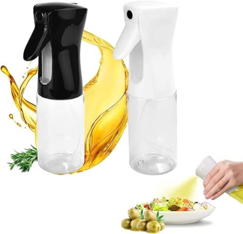 QUCUMER 2 Pcs Oil Spray Bottle,200ml Olive Oil Sprayer Refillable Vinegar Spray Bottle Mister Oil Dispenser Portable Oil Mister BBQ Cooking Spray Bottle with Brush for Air Fryer Kitchen Salad Baking