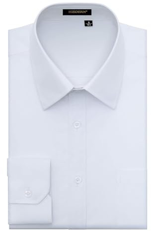 HISDERN Chemises Homme Chemise Manches Longues Chemises Regular Fit Chemises Habillée Chemise pour Hommes Blanc 4XL