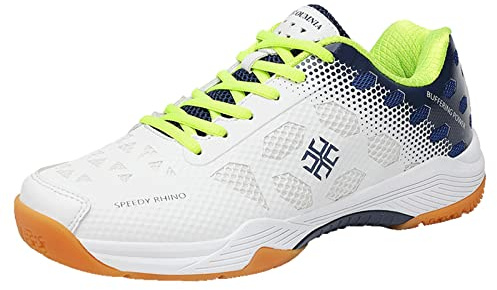 PENXZT Scarpe Pickleball per Uomo Sneaker da Tennis Badminton Istruttori di Corte Esterne Interni Scarpe da Allenamento con Lacci Leggeri Traspiranti,Bianca,43 EU