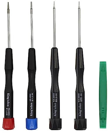 Juego de 4 destornilladores Pentalobe de precisión P2 P5 P6 5 puntos 5 estrellas 0,8 mm, 1,2 mm y 1,5 mm Pentalobe Destornillador o Ts1 TS4 TS5 y Torx T5 para reparación de lectores de iPhone MacBook