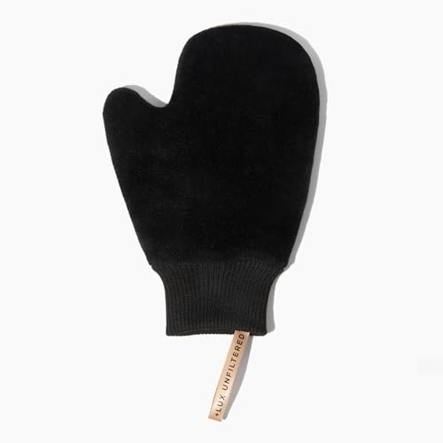 + Lux Unfiltered Self Tanning Mitt - Microfiber Self Tanning Glove with Ribbed Wristband - Reusable Tan Mitt Applicator for Lotion or Mousse - Vegan & Cruelty Free