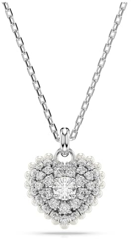 Swarovski Hyperbola pendant, Heart, White, Rhodium plated