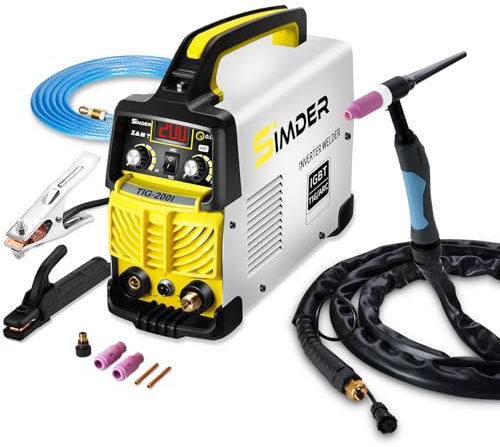 WIG Schweißgerät SSIMDER 140 A 2 in 1 Lift WIG/MMA Schweißgerät mit WP-17 WIG Schweißbrenner Elektroden Schweißgerät TIG-200 IGBT Inverter Schweißgerät Geeignet für Farm Repair Home DIY Autoreparatur