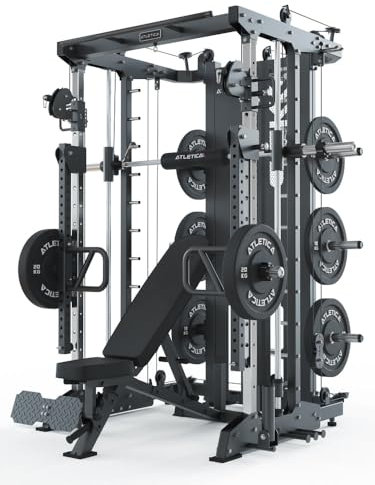 ATLETICA SEK Multipresse | Plate Loaded | Kraftstation mit Smith Machine |Kompatibel mit Jammer Arms und Beinpresse-Option