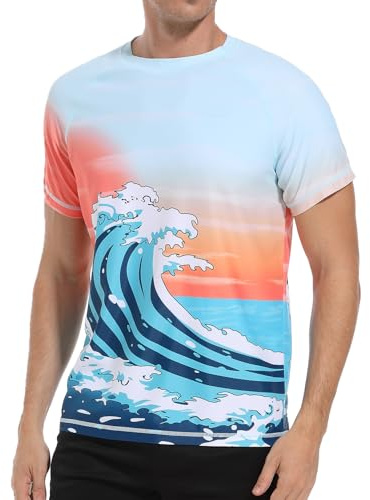 VAYAGER Maillot de Bain à Manches Courtes pour Homme Anti-UV UPF 50+ Rashguard à Séchage Rapide Protection Solaire