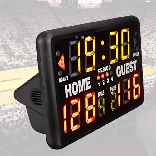 EYHOOKE LED Electronic Basketball Scoreboard, Tabletop Scoreboard Score Keeper with Rear Display, 24S Setting and Buzzer Alarm Function, 800mcd Brightness and 328ft Viewing Distance, for Pingpong