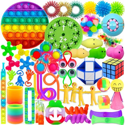 Edmirfun 49 Pcs Fidget Toys Pack, Stress-Angst Relief Sensoriels Toys pour Enfants Et Adultes, Jeux Sensoriel Autisme Et Tdah, Cadeaux De Fête, Objet Satisfaisant, Cadeaux d'anniversaire pour Enfants