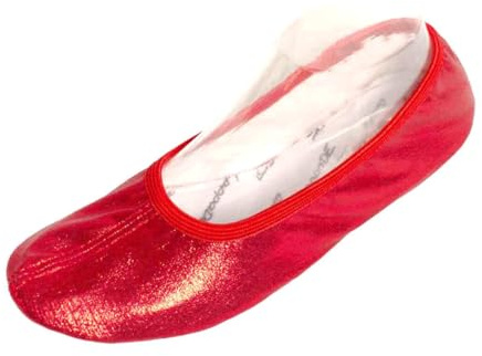 Lappade Zapatillas de gimnasia, zapatillas de ballet para mujer, hombre, niña, niño, con suela de goma con purpurina, rojo, 36 EU