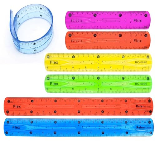 Flexibles Lineal 30 cm 20 cm 15 cm Grundschule Lineal Biegsam Transparent Biegbar Weich Lineale Kunststoff Ruler für Schule 6 STK